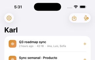 iPhone: the list of recorded meetings