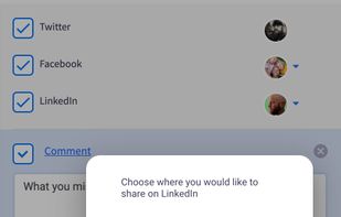 Schedule sharing on twitter, Facebook & LinkedIn
