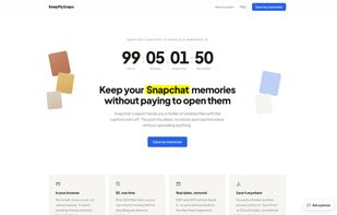 The homepage. Drop in your Snapchat export ZIPs and it runs in the browser tab, with nothing uploaded and no account.
