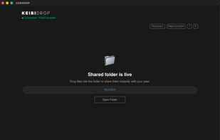 UI screen of KeibiDrop once the connection is live, and the filesystem is mounted. Now you can browse and use the shared files in real time.