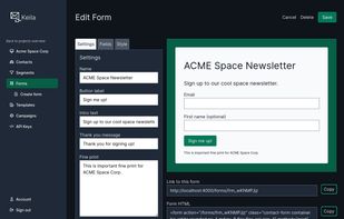 Users can create multiple forms for embedding or as simple landing pages