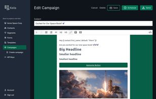 The Keila WYSIWYG editor supports Markdown