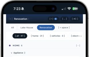Your whole house, organized by room and category