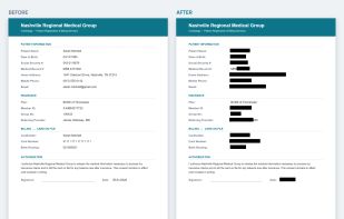 Before and after: the text under each box is removed
