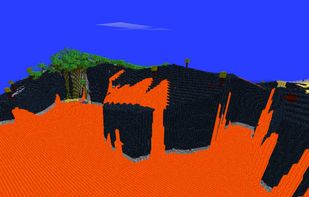 Deadly volcanic biome next to a lush forest