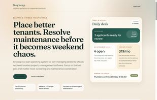 Keykeep landing page for small self-managing landlords.