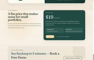 Simple flat-rate pricing and demo CTA.
