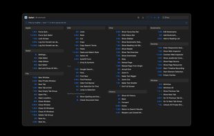 Safari's keyboard shortcuts in dark mode.