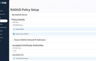 EZRADIUS Cloud RADIUS Policy Setup Page