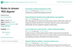 Kimonote supports importing notes from RSS feeds.