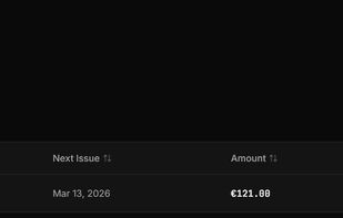 Recurring invoices with configurable frequency, auto-send, and pause/resume controls.