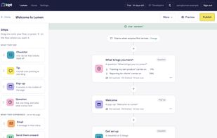 Build an onboarding flow without code, with each step’s numbers beside it.