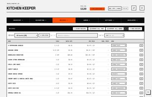Digital recipe books with real-time calculated batch costs, suggested menu prices, and per-yield portion costs calculated directly from vendor invoice prices.