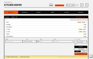Automated invoice processing, categorized vendor archives (Food, Beverage, Maintenance), pending review badges, and multi-page background scanning.