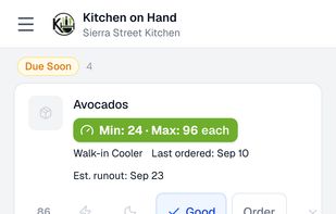 Daily walkthrough: tap Good or Order on each item