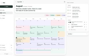Plan your month with your events, goals, and estimated cycle phases in view.