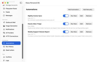 Automations that run on a schedule or when something happens