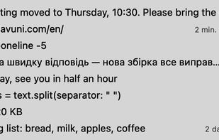Clipboard history in the Klavuni menu bar menu
