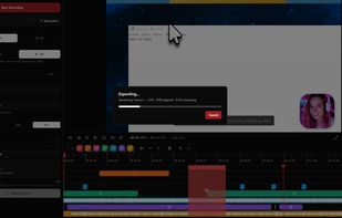 The export panel: pick your platform ratio, resolution up to 4K, frame rate up to 120fps and render quality, then export straight from the timeline.