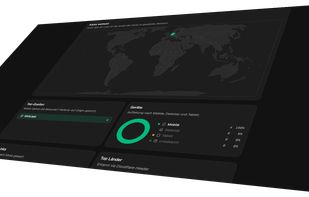 Click analytics: clicks by country on a world map, top referrers reduced to their origin, and a device breakdown. Visitor IP addresses are only ever stored as daily rotating hashes.