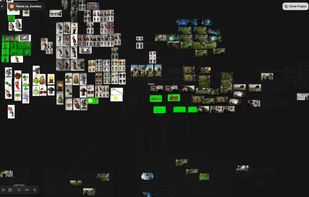 A whole production on one canvas — script, storyboard frames, shots and the final cut as connected nodes.