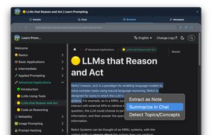 Right-click to summarize, extract topics, or turn web content into notes