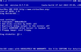 KolibriOS bootscreen from within VirtualBox