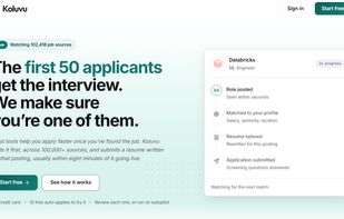 Most job applications arrive too late. Koluvu finds new roles as soon as they’re posted, tailors your resume, and helps you apply within minutes, so you can get ahead of the applicant crowd.