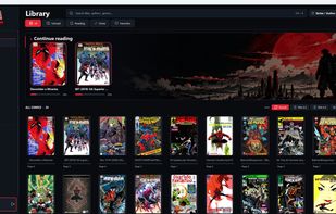 Browse your comics with cover thumbnails, filters, favorites, and reading progress.