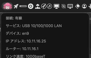 The menu bar item, showing the active connection by name