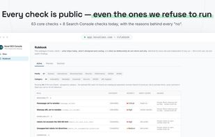 The public rulebook — every check listed, including the ones deliberately declined, with the reason behind every "no".