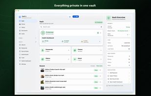 Vault screen showing encrypted storage categories.