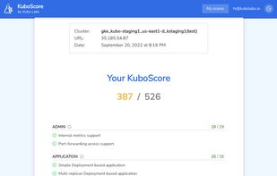 KuboScore runs multiple scenarios on your clusters to check for potential misconfigurations and bad practices that will lead to security incidents or performance issues.