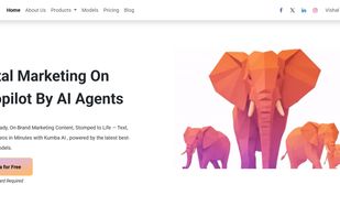 Illustration of stylized geometric elephants representing powerful AI agents powering digital marketing automation on the Kumba.ai platform, symbolizing strength, intelligence, and scalable AI-driven content creation.