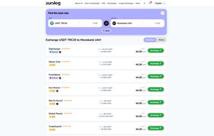 Once a direction is selected, Kurslog provides a clear, real-time list of all available exchange services. Users can easily compare the current exchange rates, check minimum and maximum transaction limits, verify the provider's trust rating, and proceed directly to the best deal.