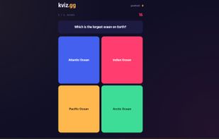 The player view during a question: tap the colored answer before the timer runs out.