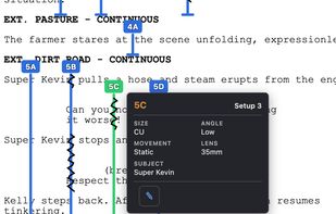 The interactive lined script tools help you visually plan coverage.