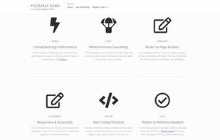The list of features shown on the demo page of the PicoSpace theme.