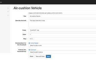 Content object detail with various property types