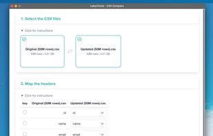 LakeTools - CSV Compare desktop app for Windows and MacOS - full screenshot of all options