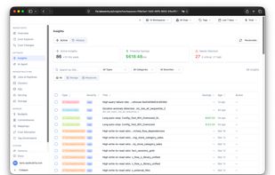 Insights: anomalies, waste and optimizations ranked by estimated savings