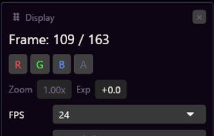 Info HUD showing EXR AOV layers, OCIO colour management with ACES, channel isolation, and frame-accurate playback controls