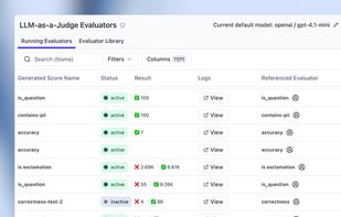 Run online/offline evals, via UI (experiment with prompts/models) and via SDKs (experiment with end-to-end application). Build datasets from traces to continuously improve your evals. View results in UI.