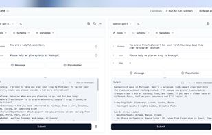 Experiment with different prompts, models, and parameters in an interactive playground. Compare outputs, iterate on prompts, and save successful configurations to prompt management.