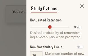 Adjust options of the spaced-repetition scheduling algorithm.