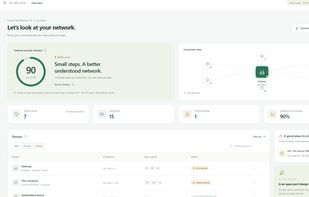 Overview: network security indicator, connection view and device list
