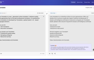 Lara Translate translation tool interface