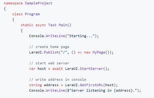 Sample program in C# with Lara
