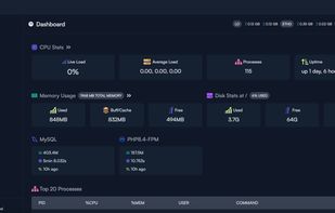 Dashboard with server stats