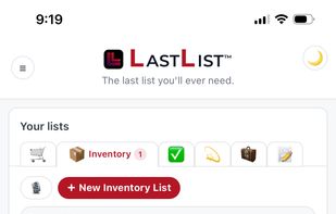 Inventory lists that auto-update when you finish a shopping trip. Track what you have at home for any category.
